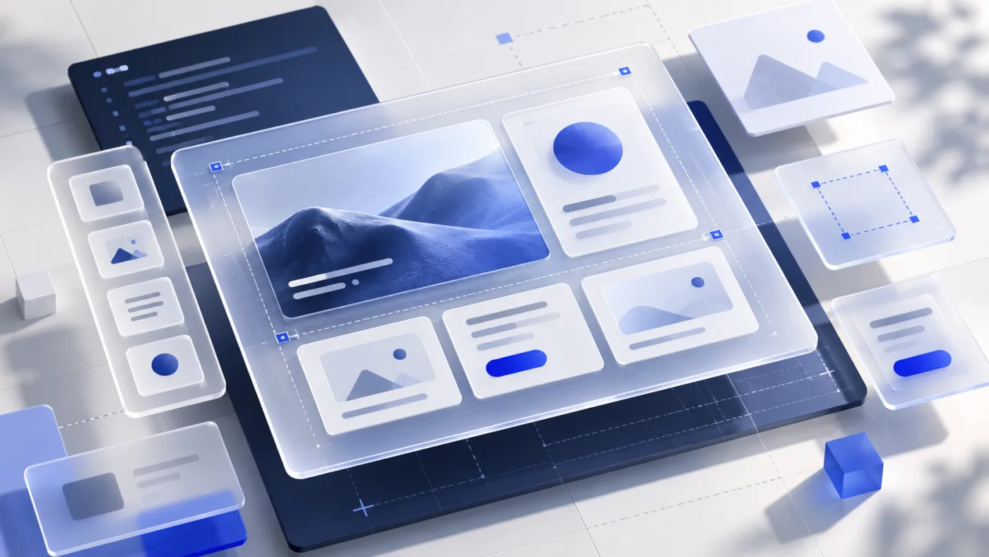 Minh họa các khối giao diện website xếp thành bố cục bài viết